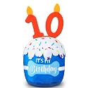 Dansydaisy Dog Birthday Cake Toy Squeaky Plush Gift,10th,Blue