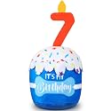 Dansydaisy Dog Birthday Cake Toy Squeaky Plush Gift,7th,Blue