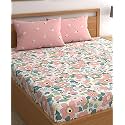 Glace Cotton Elastic Fitted bedsheet King Size 78x72 with 2 Contrast zumbo Size Pillow Covers (D) (Design 11)