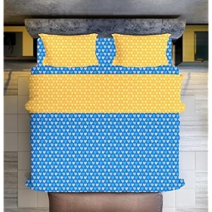 glace cotton elastic fitted bedsheet king size 78x72 with 2 contrast zumbo size pillow covers d design-8 multicolor