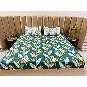 glace cotton elastic fitted bedsheet king size 78x72 with 2 contrast zumbo size pillow covers
