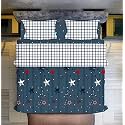 Glace Cotton Elastic Fitted bedsheet King Size 78x72 with 2 Contrast zumbo Size Pillow Covers (D) (Design-1)