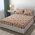 Glace Cotton Elastic Fitted bedsheet King Size 78x72 with 2 Contrast zumbo Size Pillow Covers (D) (Design-3)