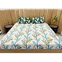 Glace Cotton Elastic Fitted bedsheet King Size 78x72 with 2 Contrast zumbo Size Pillow Covers (D) (Design-10)