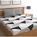Glace Cotton Elastic Fitted Bedsheet King Size 78X72 With 2 Contrast Zumbo Size Pillow Covers (D) (Design-7), Multicolor