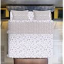 Glace Cotton Elastic Fitted Bedsheet King Size 78X72 With 2 Contrast Zumbo Size Pillow Covers (D) (Design-4), Multicolor