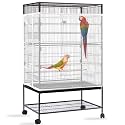 Daoeny Bird Cage Seed Catcher, Large Bird Cage Cover, Adjustable Soft Airy Nylon Mesh Net, Birdcage Cover Skirt Seed Guard for Parrot Parakeet Macaw African Round Square Cages (White)