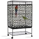Daoeny Bird Cage Seed Catcher, Large Bird Cage Cover, Adjustable Soft Airy Nylon Mesh Net, Birdcage Cover Skirt Seed Guard for Parrot Parakeet Macaw African Round Square Cages (Black, Daisy Design)