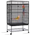 Daoeny Bird Cage Seed Catcher, Large Bird Cage Cover, Adjustable Soft Airy Nylon Mesh Net, Birdcage Cover Skirt Seed Guard for Parrot Parakeet Macaw African Round Square Cages (Black)