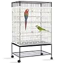 Daoeny Bird Cage Seed Catcher, Large Bird Cage Cover, Adjustable Soft Airy Nylon Mesh Net, Birdcage Cover Skirt Seed Guard for Parrot Parakeet Macaw African Round Square Cages (White, Daisy Design)