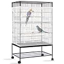 Daoeny Bird Cage Seed Catcher, Large Bird Cage Cover, Adjustable Soft Airy Nylon Mesh Net, Birdcage Cover Skirt Seed Guard for Parrot Parakeet Macaw African Round Square Cages (White, Sequins Star)