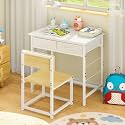 DAOUTIME Kids Desk and Chair Set for 5-10 Year Old, Children Study Table with 2 Storage Drawers, Small Student Writing Desk with Chair, Ideal for Girls & Boys Playroom Bedroom Study Room Home School