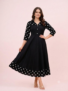 DARGU Women Polka Print Anarkali Kurta