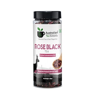 australian tea company  rose black leaf tea 40 cups - 80 grams  100 natural ingredient  finest black tea blended with rose petals