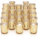 DARJEN 24 Pcs Gold Tea Lights Candles Holders for Wedding Centerpieces
