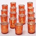 DARJEN 24Pcs Orange Votive Candle Holders Tea Lights Candles Holders