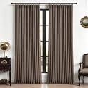Dark Brown 108 Inch Extra Long Floor to Length Curtains 2 Panels for Sliding Glass Doors, Memory Trained Pinch Pleated Blackout Dual Layer Flax Linen Thermal Noise Cancelling Luxury Curtain &amp; Drapes