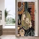 Dark Floral Shower Curtain, Boho Vintage Botanical Fabric Curtain, 36 x 72
