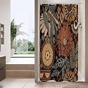 Dark Floral Shower Curtain, Vintage Botanical Boho Fabric Curtain, 36 x 72