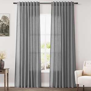 Dark Gery Linen Curtains 84 Inches Long