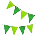 Dark Green and Light Green Pennant Banner,Green Vintage Double Sided Triangle Flag，for Forest St. Patrick's Day Party Decoration,Pack of 30pcs Triangle Flag