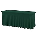 Dark Green Spandex Tablecloth with Skirt – Wrinkle-Free, Fitted Elastic Cover for 6ft Rectangular Tables – Stretch Table Cover for Weddings, Banquets, Parties, Buffets &amp; Restaurants