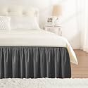 Dark Grey Bed Skirt Queen Size 12" Drop, Elastic Wrap Around Bedskirt