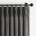 Dark Grey Blackout 84 Inch Curtains for Patio Sliding Glass Doors, Memory Shape Pinch Pleated Dual Layer Linen Thermal Light Blocking Modern Windows Drapes for Living Room 7FT Length 2 Panels Set