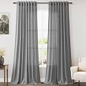 Dark Grey Linen Curtains 90 Inch Length