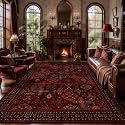 Dark Red Oriental 4x6 Washable Area Rug