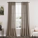 Dark Taupe Flax Linen Curtains 90 Inches