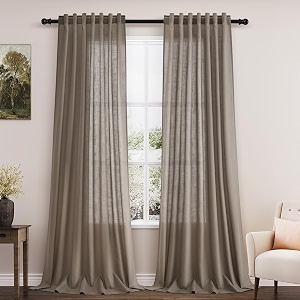 Dark Taupe Linen Curtains 120 Inch Extra