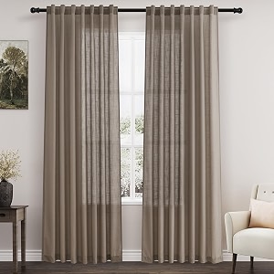 Dark Taupe Linen Curtains 84 Inches Long