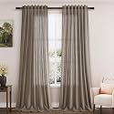 Dark Taupe Linen Curtains 90 Inch Length