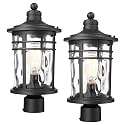 Darkaway 2 Pack Large Outdoor Post Lights Lamp Posts Outdoor Lighting, 17inch Aluminum Post Lights Outdoor Light Fixtures with Water Ripple Glass for Patio Yard Garden