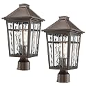Darkaway 2pcs Large Outdoor Post Lights Lamp Post Light Fixture, 17inch Waterproof Aluminum Housing with Water Ripple Glass for Garden Patio Pathway
