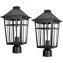 Darkaway 2pcs Large Outdoor Post Lights Lamp, 17inch Waterproof Aluminum Post Lamp with Glass, Fence Post Deck Lighting for Patio Pathway