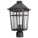 Darkaway Large Outdoor Post Lights Lamp Post Light Fixture, 17inch Waterproof Aluminum Post Lamp with Glass, Fence Deck Lighting for Garden, Patio, Pathway (Large，Black)