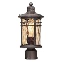 Darkaway Outdoor Post Light,Lamp Post Light Fixture, Waterproof Aluminum Housing with Amber Ripple Glass for Garden Patio Pathway Entry
