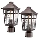 Darkaway Outdoor Post Lights Lamp Post Light Fixture, Waterproof Aluminum Housing with Water Ripple Glass, Fence Post Deck Lighting for Garden Patio Pathway