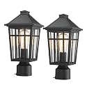 Darkaway Outdoor Post Lights Lamp Post Light Fixture, Waterproof Aluminum Housing with Glass, Fence Post Deck Lighting for Garden, Patio, Pathway (2 Pack, Black)
