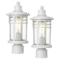 Darkaway Outdoor Post Lights Lamp Posts Outdoor Lighting, Waterproof Aluminum Post Lights Outdoor Light Fixtures with Glass, Light Posts for Outside Patio Yard (2 Pack, White)