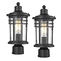 Darkaway Outdoor Post Lights Lamp Posts Outdoor Lighting, Waterproof Aluminum Post Lights Outdoor Light Fixtures with Glass, Light Posts for Outside Patio Yard (2 Pack, Black)