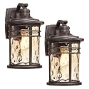 Darkaway Outdoor Wall Light Fixture,14.57inch Large Outside Porch Lights Wall Mounted Amber Ripple Glass Modern Exterior Waterproof Wall Sconce Lighting for House Front Door Garage