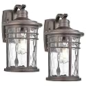 Darkaway Outdoor Wall Light Fixture,2pcs 14.57inch Large Outside Porch Lights Wall Mounted Water Ripple Glass Exterior Waterproof Lantern Modern Wall Sconce Lighting for House