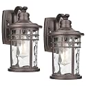 Darkaway Outdoor Wall Light Fixture,2pcs Outside Porch Lights Wall Mounted Water Ripple Glass Exterior Waterproof Lantern Modern Wall Sconce Lighting for Front Door