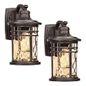 Darkaway Outdoor Wall Light Fixture,Outside Porch Lights Wall Mounted Amber Ripple Glass 2pcs Modern Exterior Waterproof Wall Sconce Lighting for House Front Door Garage