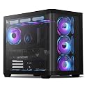 darkFlash ATX Mid-Tower Gaming PC Case, Back Plug-in BTF Motherboard, with 4 ARGB Fans Computer Case, Full View Curve Glass Dual-Chamber PC Case, Type C Port, Supports Dual 360mm AIO, Black(DPW90)