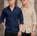 DARKMODE Men Solid Casual Cream Blue Shirt