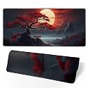 Darkness Red Moon Desk Mat Japanese Mouse